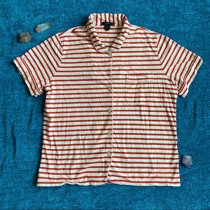 Red and White Striped Button Down Pajama Shirt